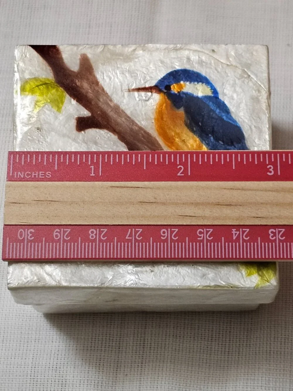 New Set (3) Hand-painted birds capiz shell trinket keepsake box from Philippines